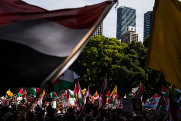 Pro-Palestine and Lebanon protesters at Sydney’s Hyde Park.