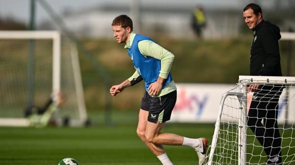 Mark McGuinness training under the watchful eye of assistant John O'Shea on Monday